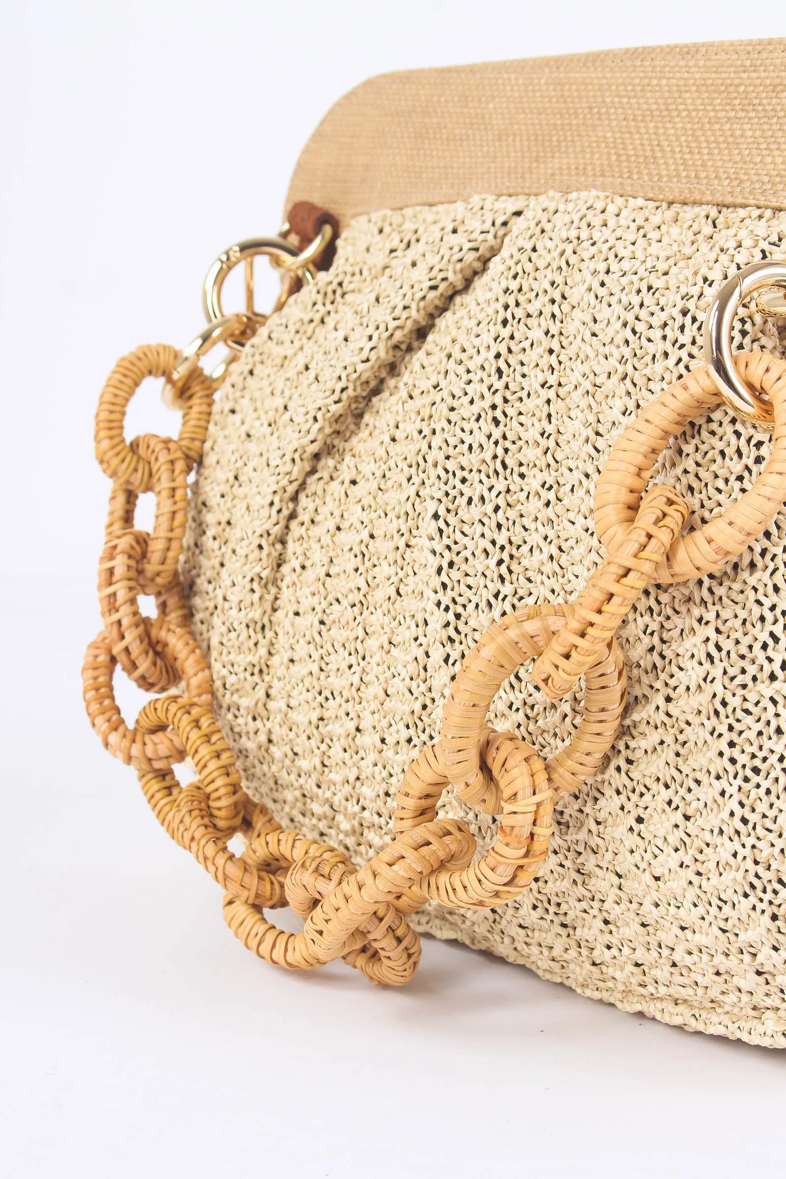 Clutch Rafia Crochet Catena Beige