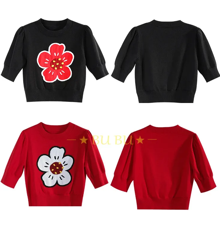 Dabuwawa  |Crew Neck Flower Patterns Casual Style Blended Fabrics