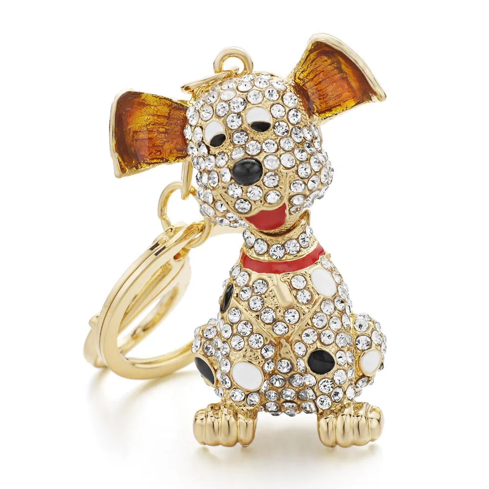 Dalmatian Dog Rhinestone Crystal Handbag Pendant Keyrings for Car Key