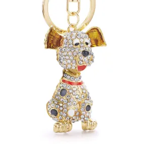 Dalmatian Dog Rhinestone Crystal Handbag Pendant Keyrings for Car Key