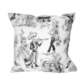 Day of The Dead White/Black Throw Pillow III