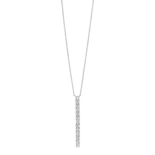 Diamond Journey Linear Bar Pendant in 14k White Gold (1/2ctw)