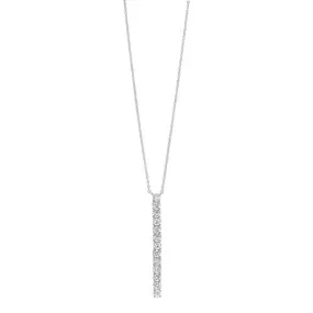 Diamond Journey Linear Bar Pendant in 14k White Gold (1/2ctw)