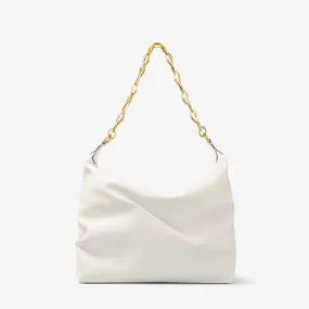 Diamond Soft Hobo/s Latte Soft Calf Leather Hobo Bag with Chain Strap