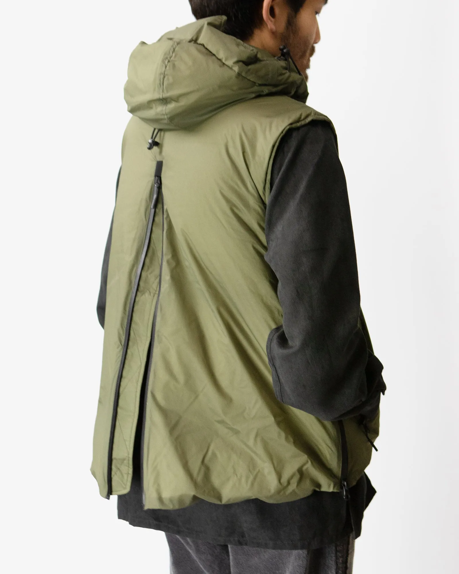 Down Zip Vest – Olive Ripstop Nylon