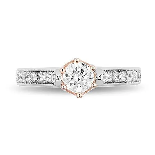 Enchanted Disney Fine Jewelry 14K White and Rose Gold With 5/8 cttw Diamond Majestic Princess Engagement Ring