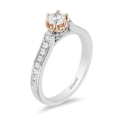 Enchanted Disney Fine Jewelry 14K White and Rose Gold With 5/8 cttw Diamond Majestic Princess Engagement Ring