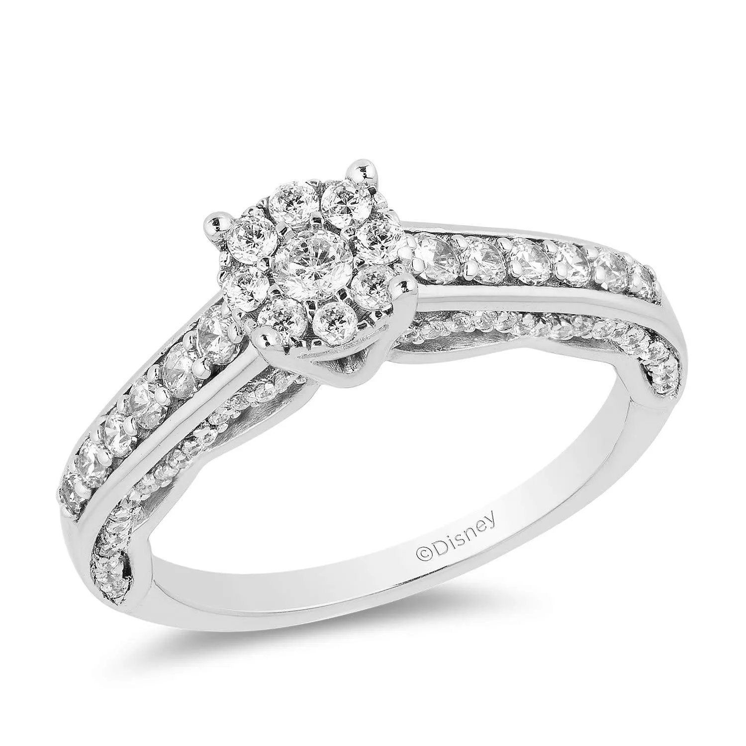 Enchanted Disney Fine Jewelry 14K White Gold 3/4Cttw Diamond Majestic Princess Engagement Ring