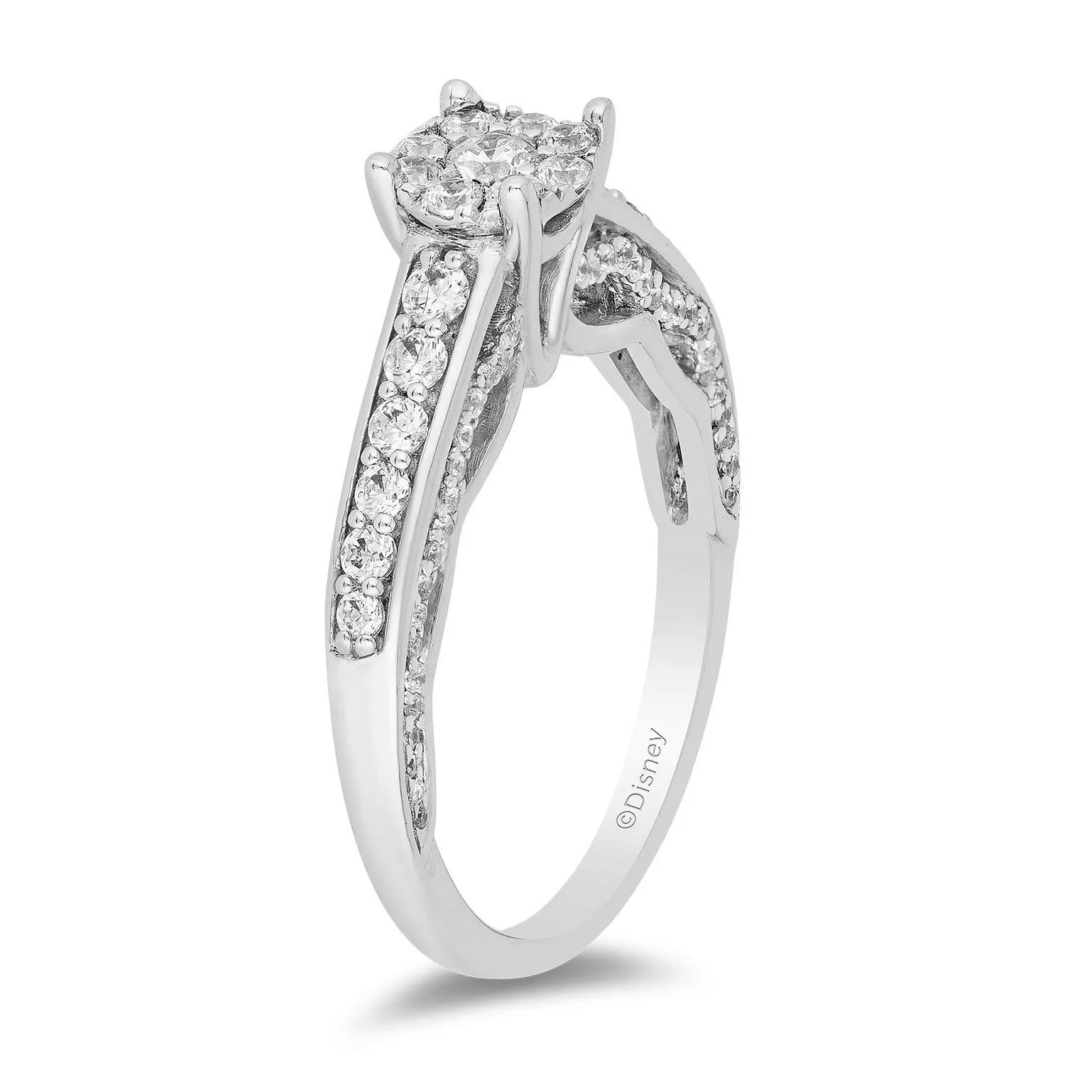 Enchanted Disney Fine Jewelry 14K White Gold 3/4Cttw Diamond Majestic Princess Engagement Ring