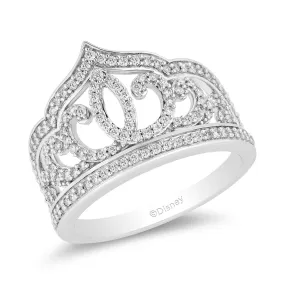 Enchanted Disney Fine Jewelry 14K White Gold With 1/2Cttw Majestic Princess Crown Ring