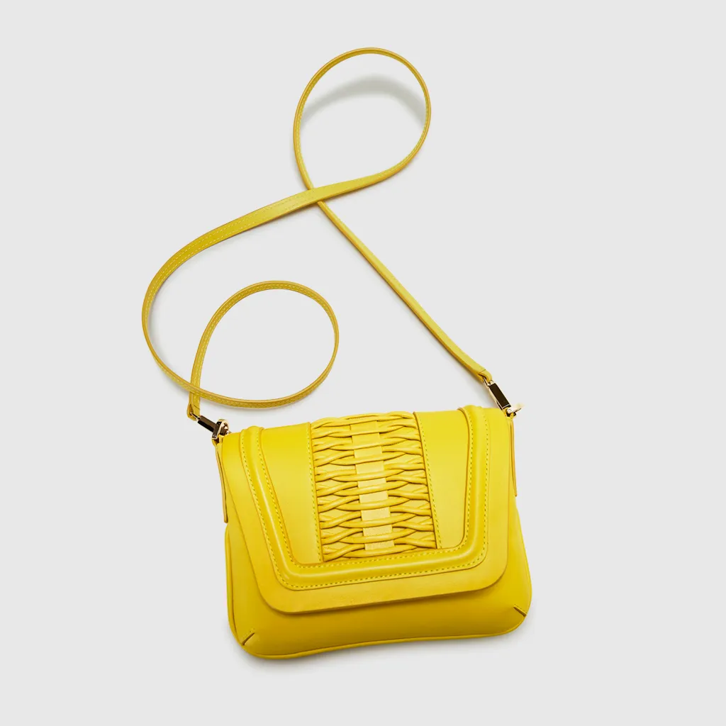 Fabiana braided canary clutch