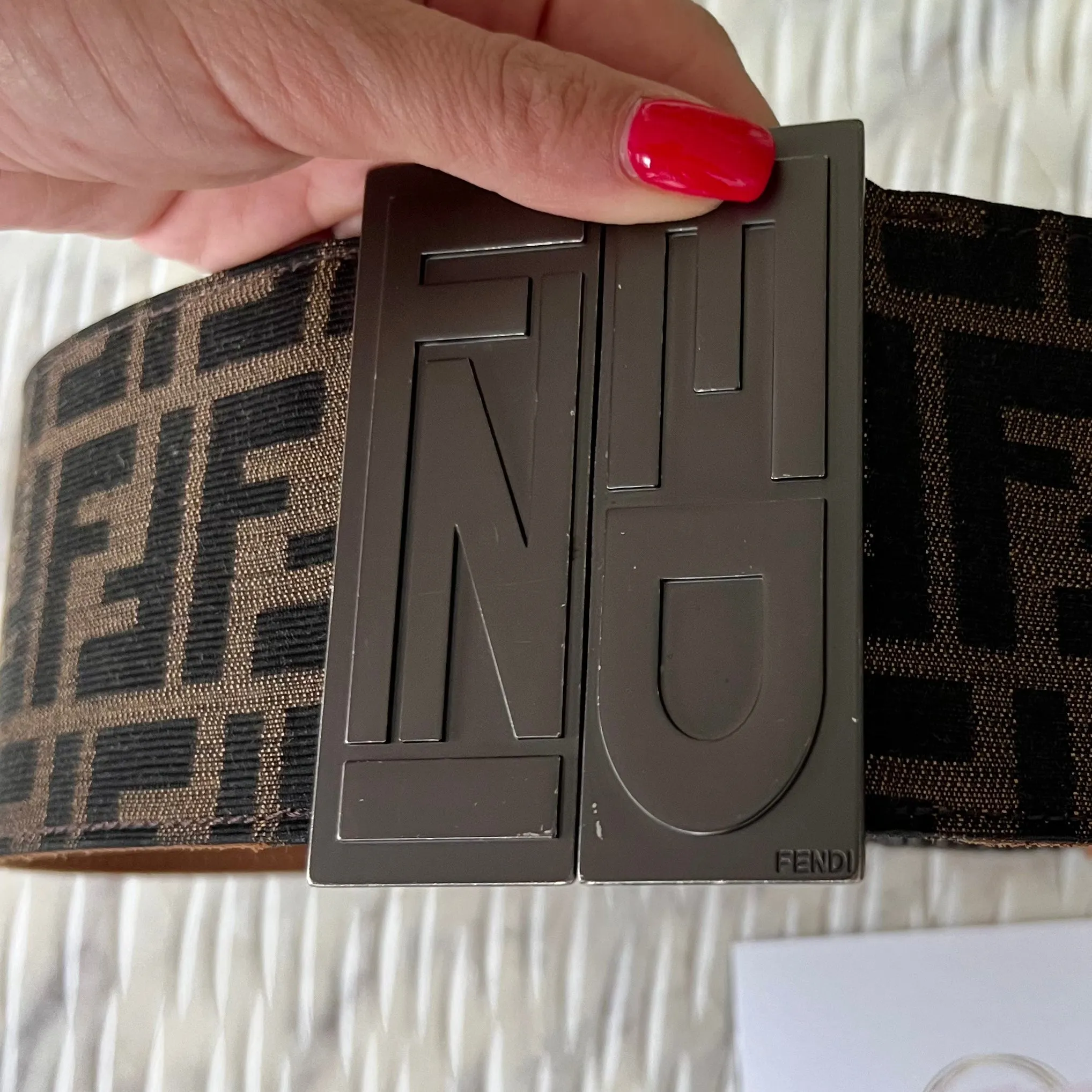 Fendi Rectangular Buckle Leather Belt