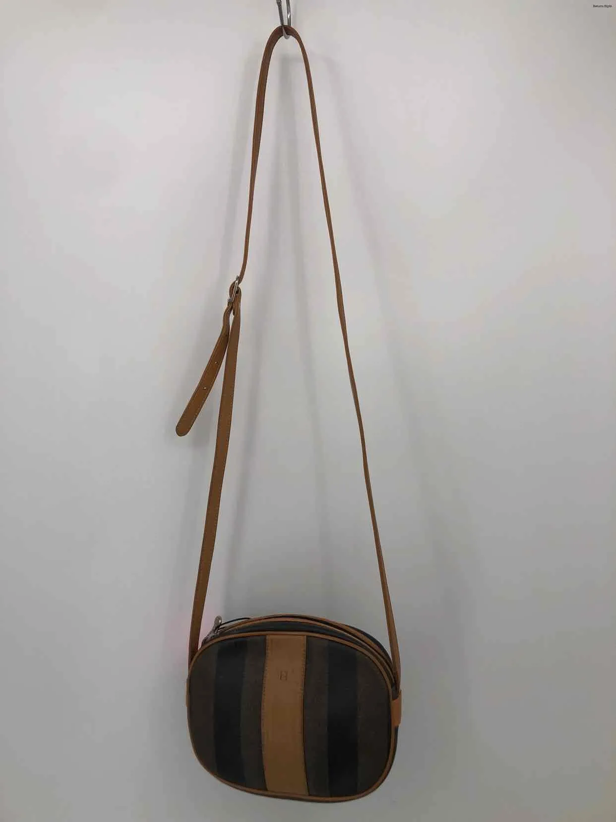 FENDI Tan Brown Leather Pre Loved Crossbody Purse