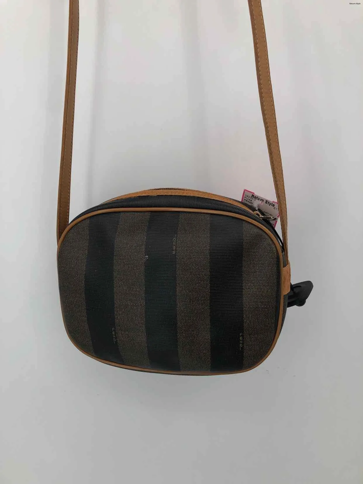 FENDI Tan Brown Leather Pre Loved Crossbody Purse