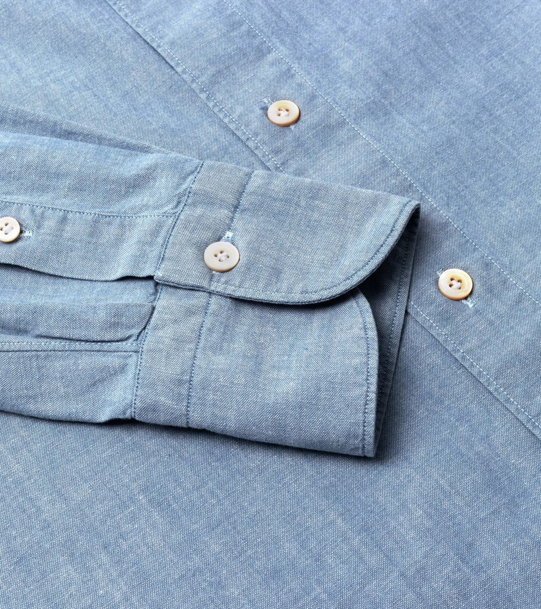 Finamore Gaeta Classic Cotton Luigi Sport Shirt: Chambray