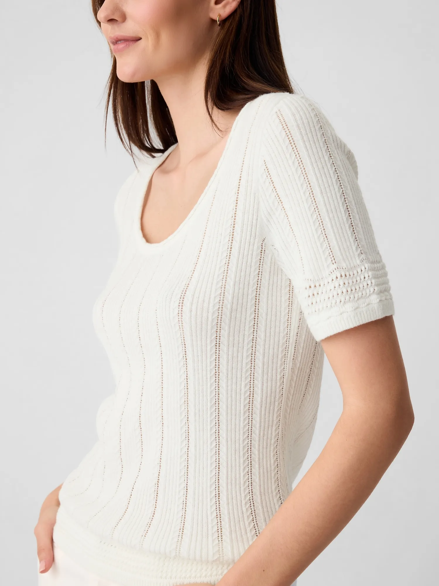 Fitted Elbow Sleeve Sweater Top