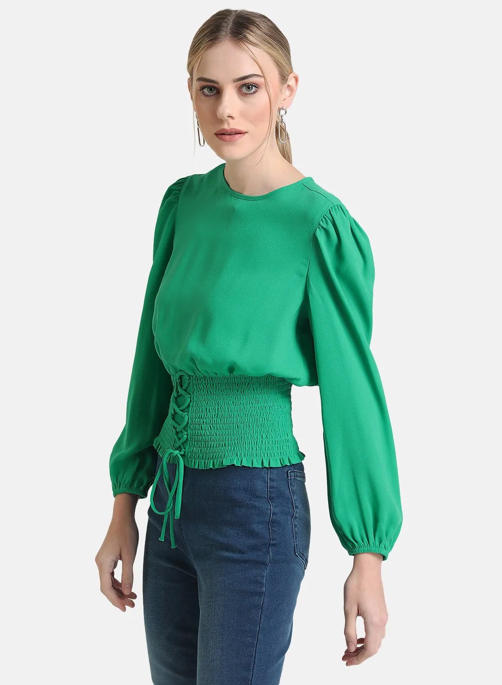 Full Sleeves Top With Smocked Waist Band