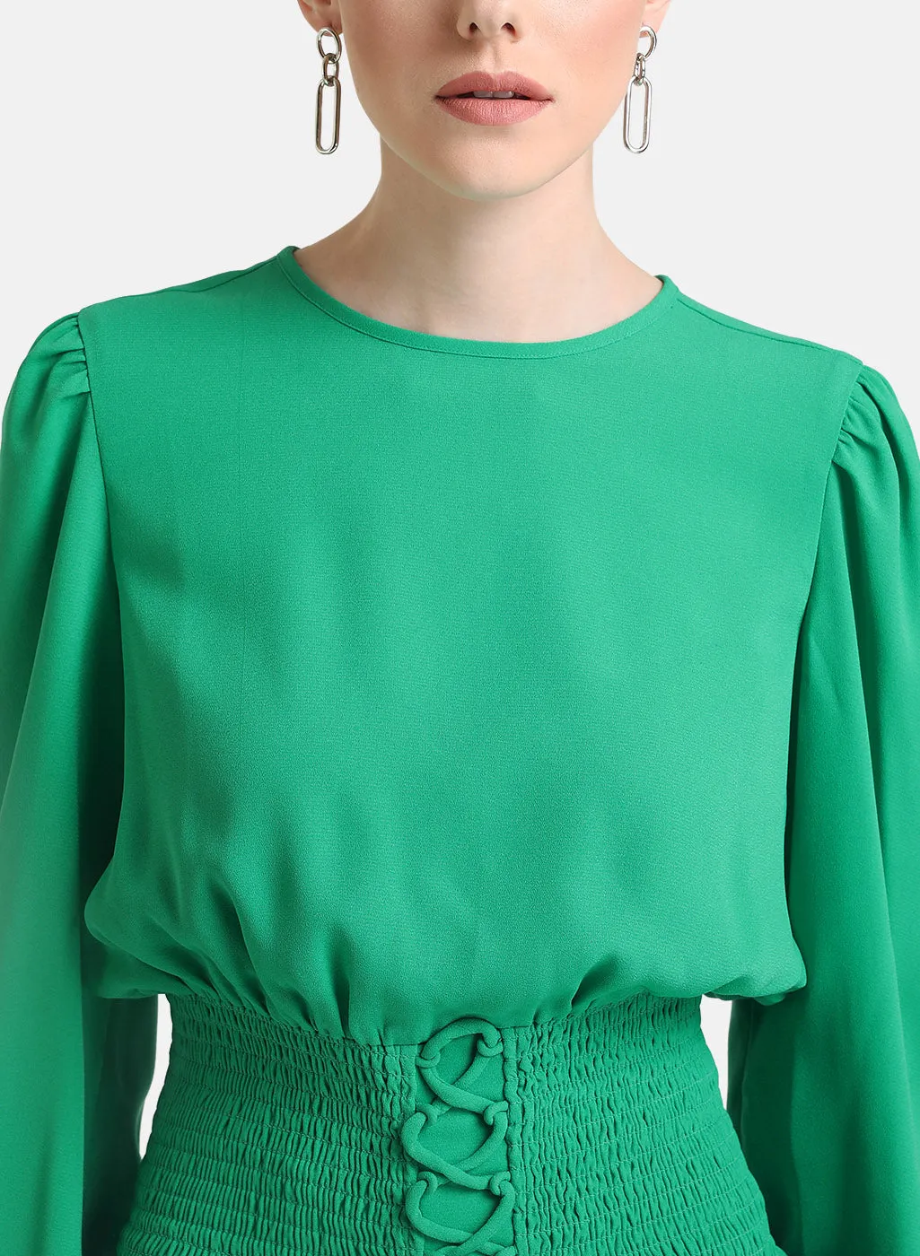 Full Sleeves Top With Smocked Waist Band