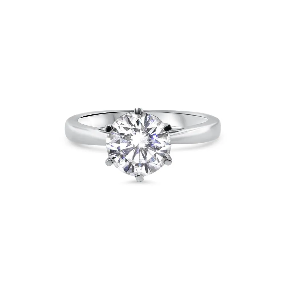 G17W2061S-029 GEMODA “Bella” Moissanite 2ctw Brilliant Round Solitaire 18k White Gold Engagement Ring 