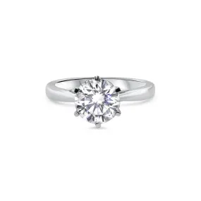 G17W2061S-029 GEMODA “Bella” Moissanite 2ctw Brilliant Round Solitaire 18k White Gold Engagement Ring 