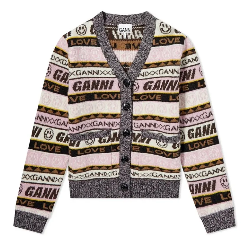 Ganni  |Casual Style Street Style Logo Cardigans