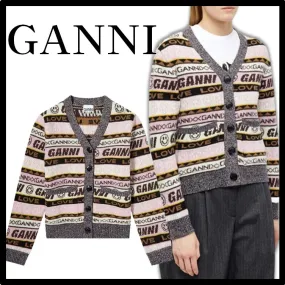 Ganni  |Casual Style Street Style Logo Cardigans