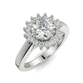 Gemorie “Flora” Moissanite 1ctw Round Brilliant 18K White Gold Engagement Ring,  Size 6 