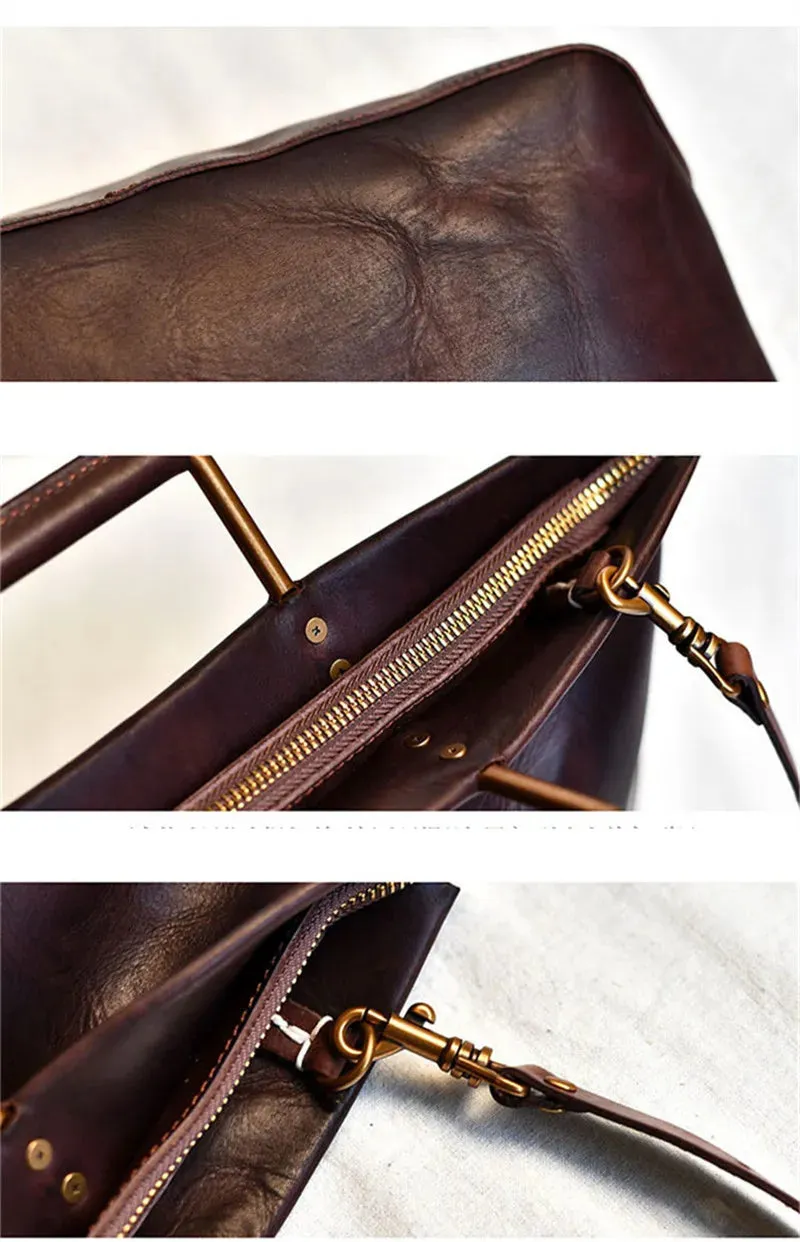 Genuine Cowhide Leather Solid Vintage Style Handbag for Women