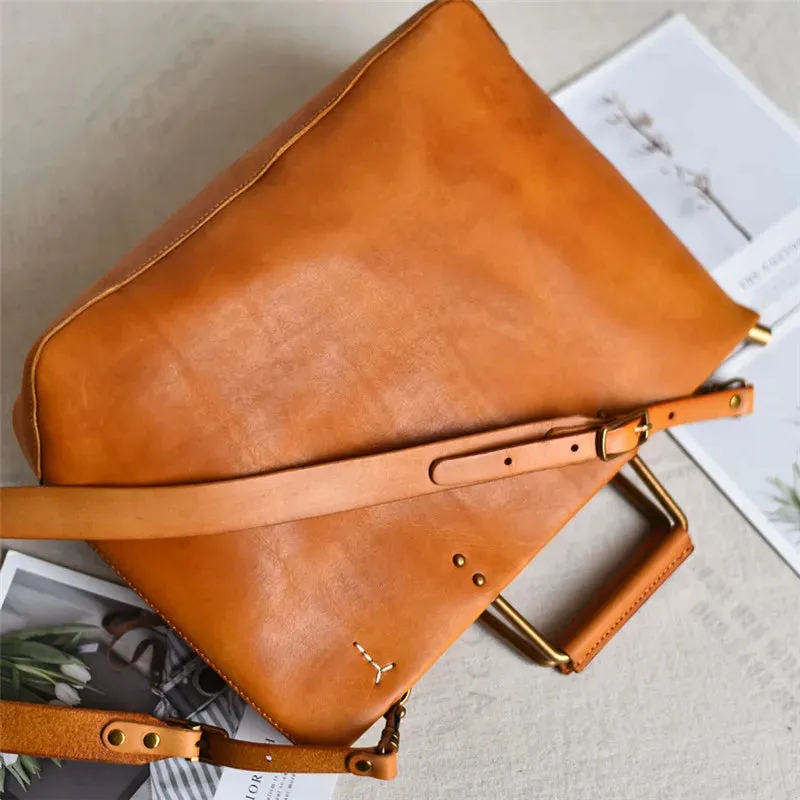 Genuine Cowhide Leather Solid Vintage Style Handbag for Women