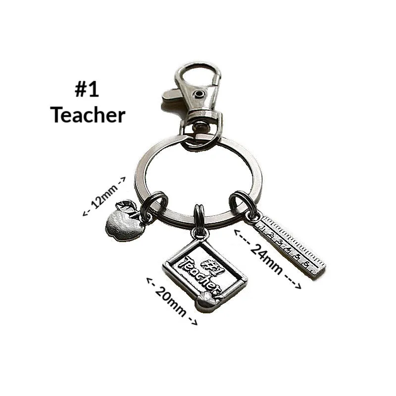 GIFTS FOR TEACHERS THREE CHARM KEYCHAIN