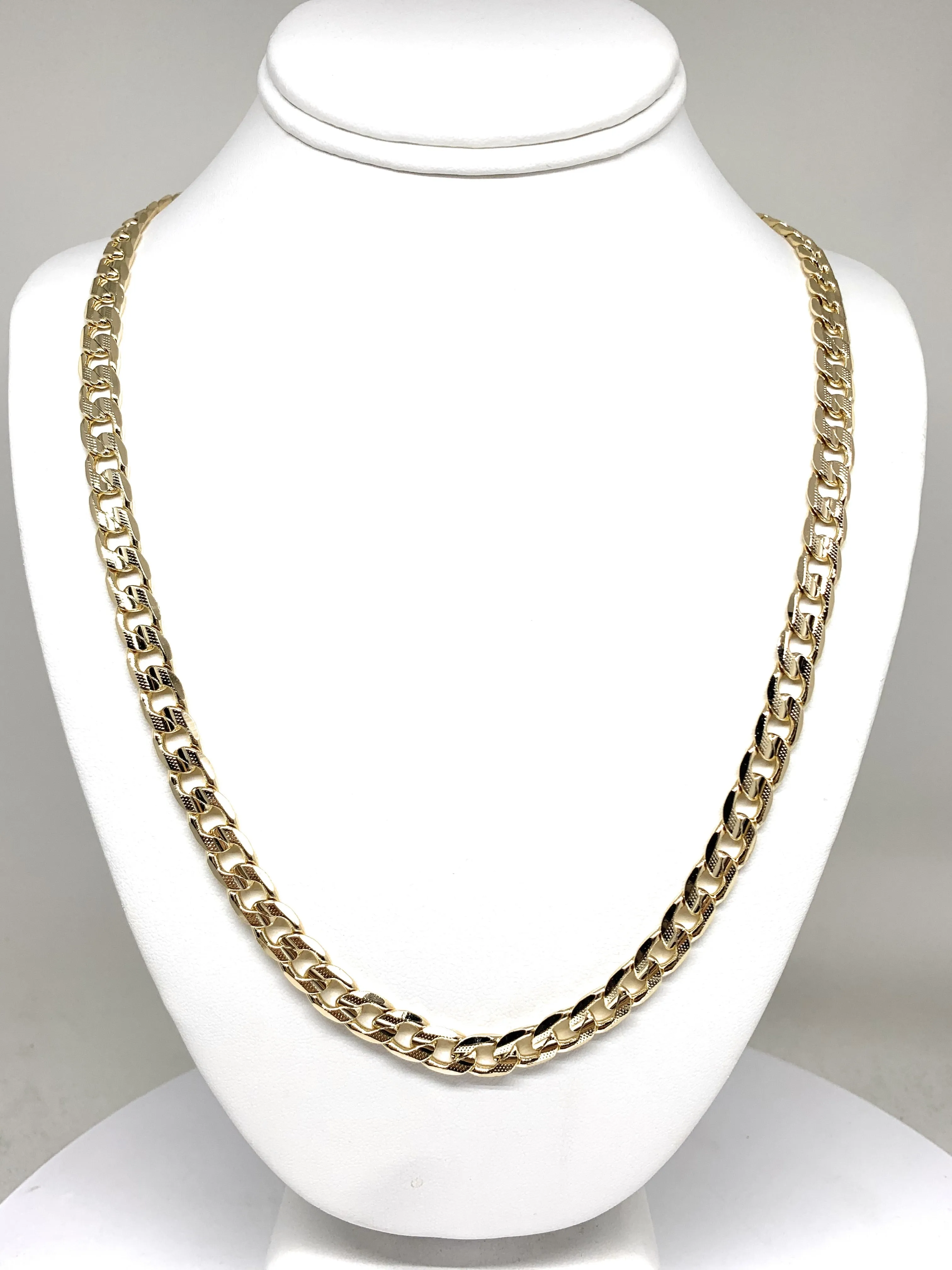 Gold Plated Men's Large 24-28 Inch Cuban Link Chain 8mm Width