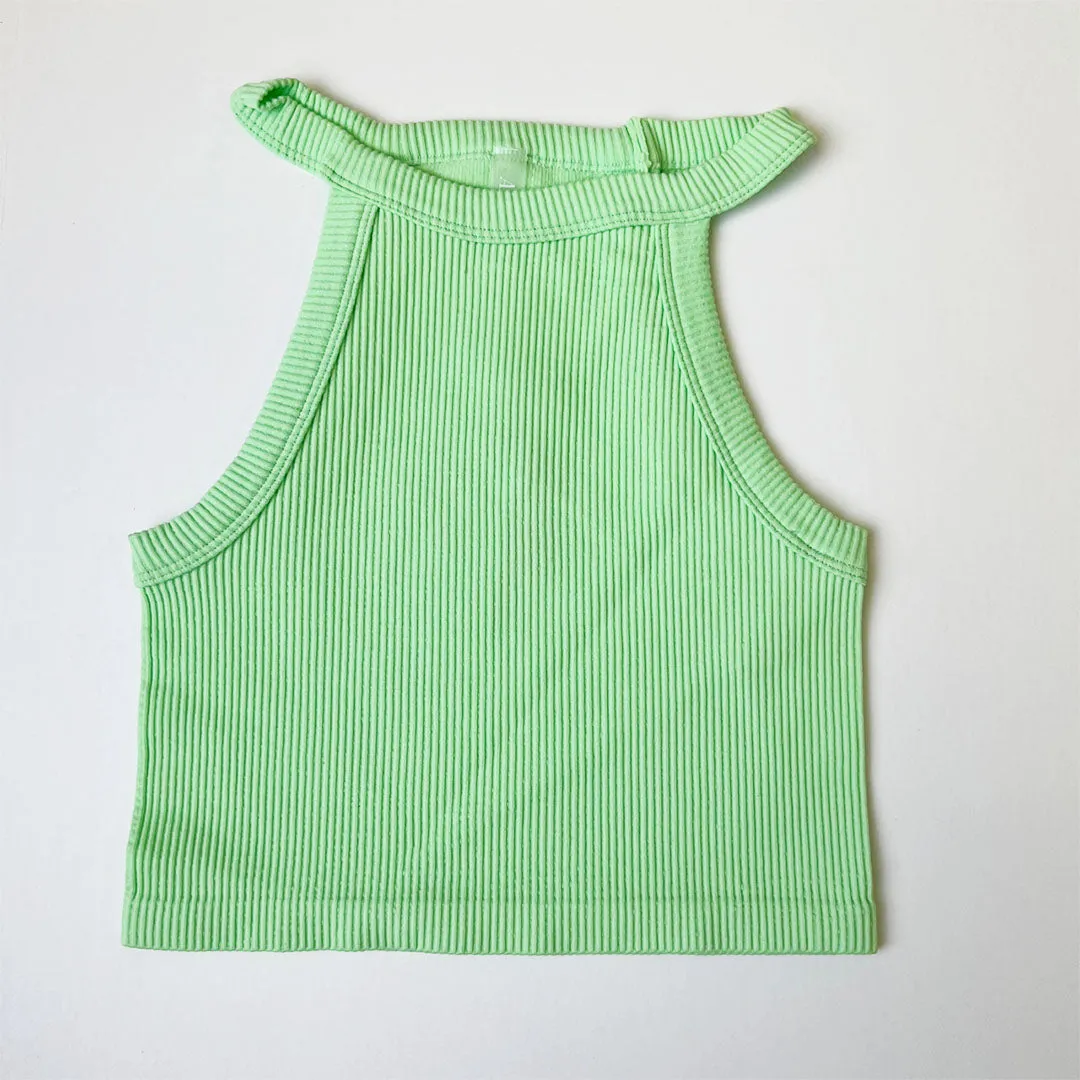 Halterneck Sleeveless Crop Tank Top