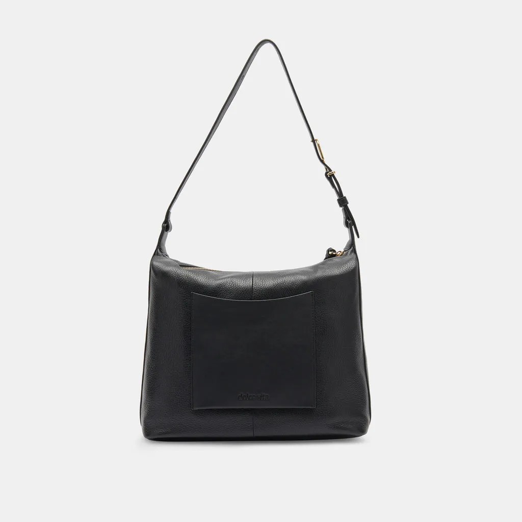 HANA SHOULDER BAG BLACK LEATHER– Dolce Vita 6940976939074