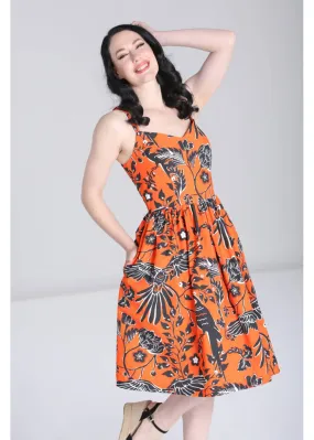 Hell Bunny Rio Parrots 50's Swing Dress Orange