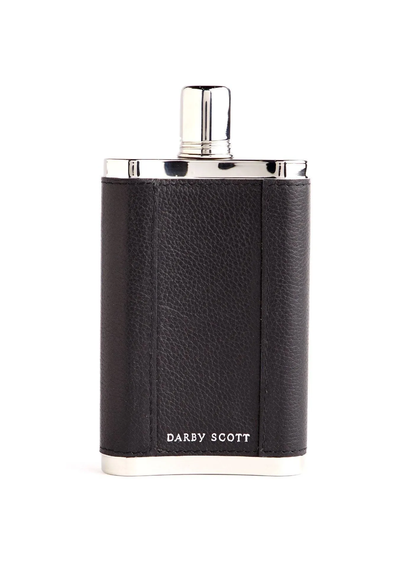 Hip Flask, 9 Oz, Black Leather