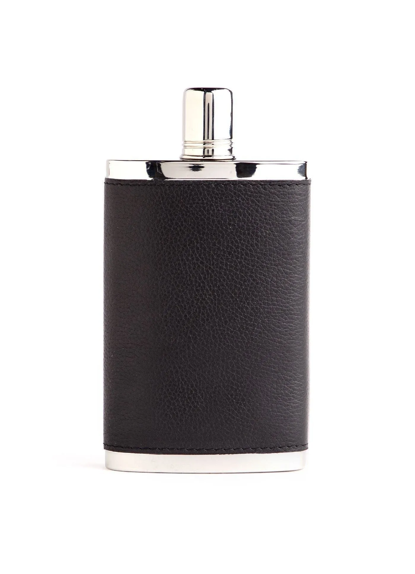 Hip Flask, 9 Oz, Black Leather