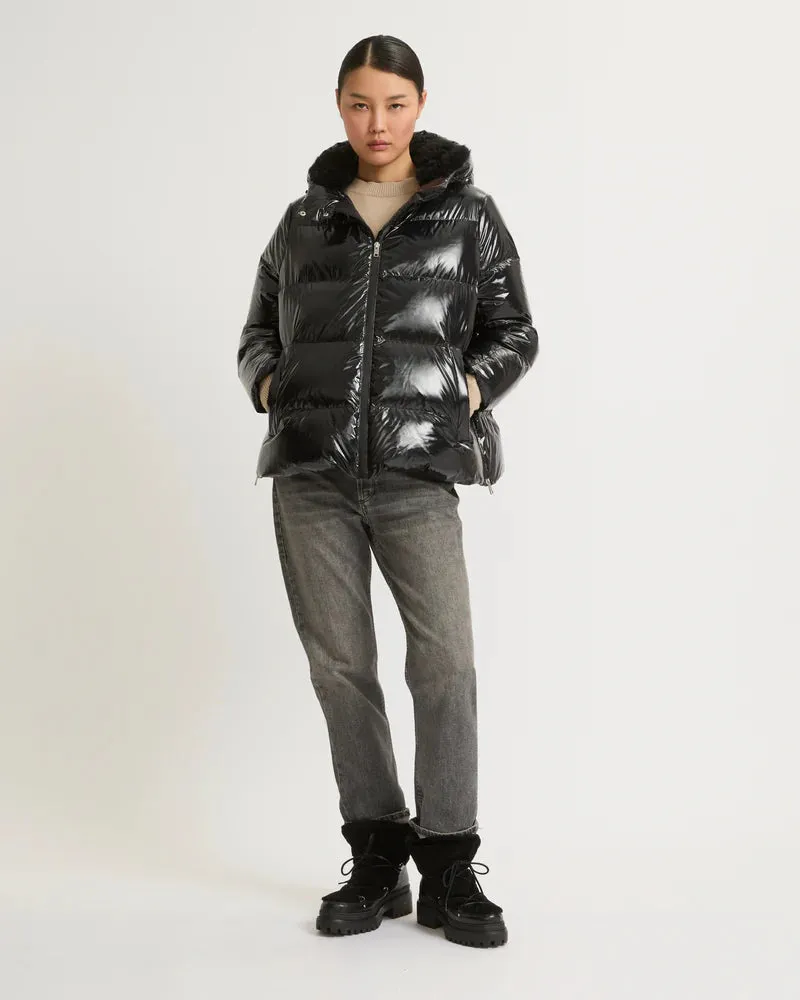 HOODED DOWN JACKET HIGH SHIINE - YVES SALOMON SKI