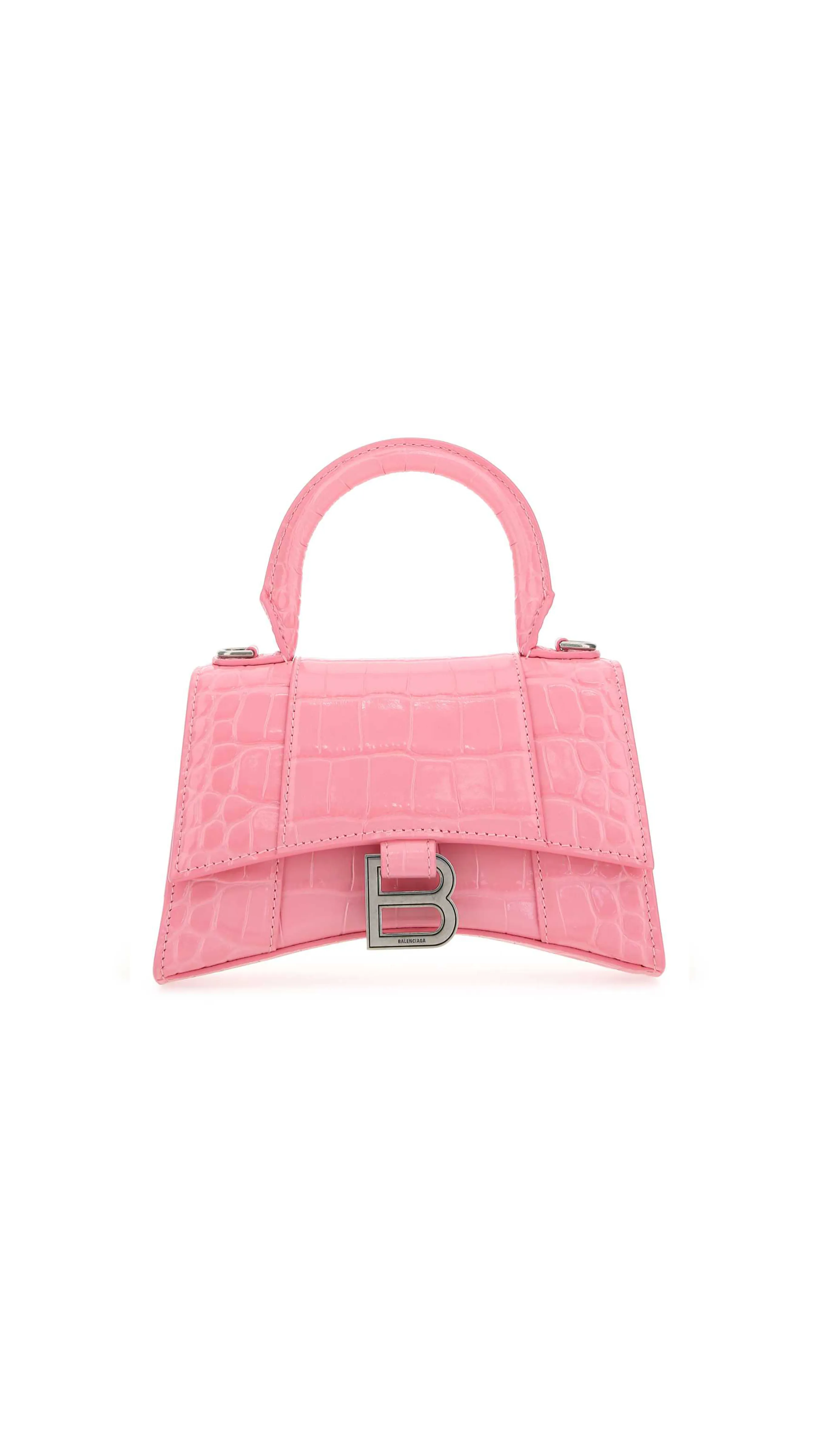 Hourglass XS Handbag Crocodile Embossed - Pink