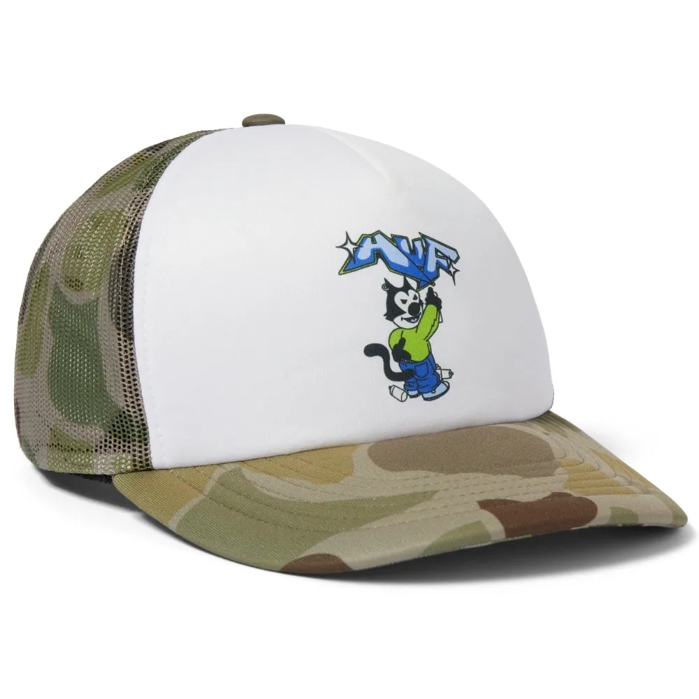 HUF Bad Cat Trucker Hat Camo