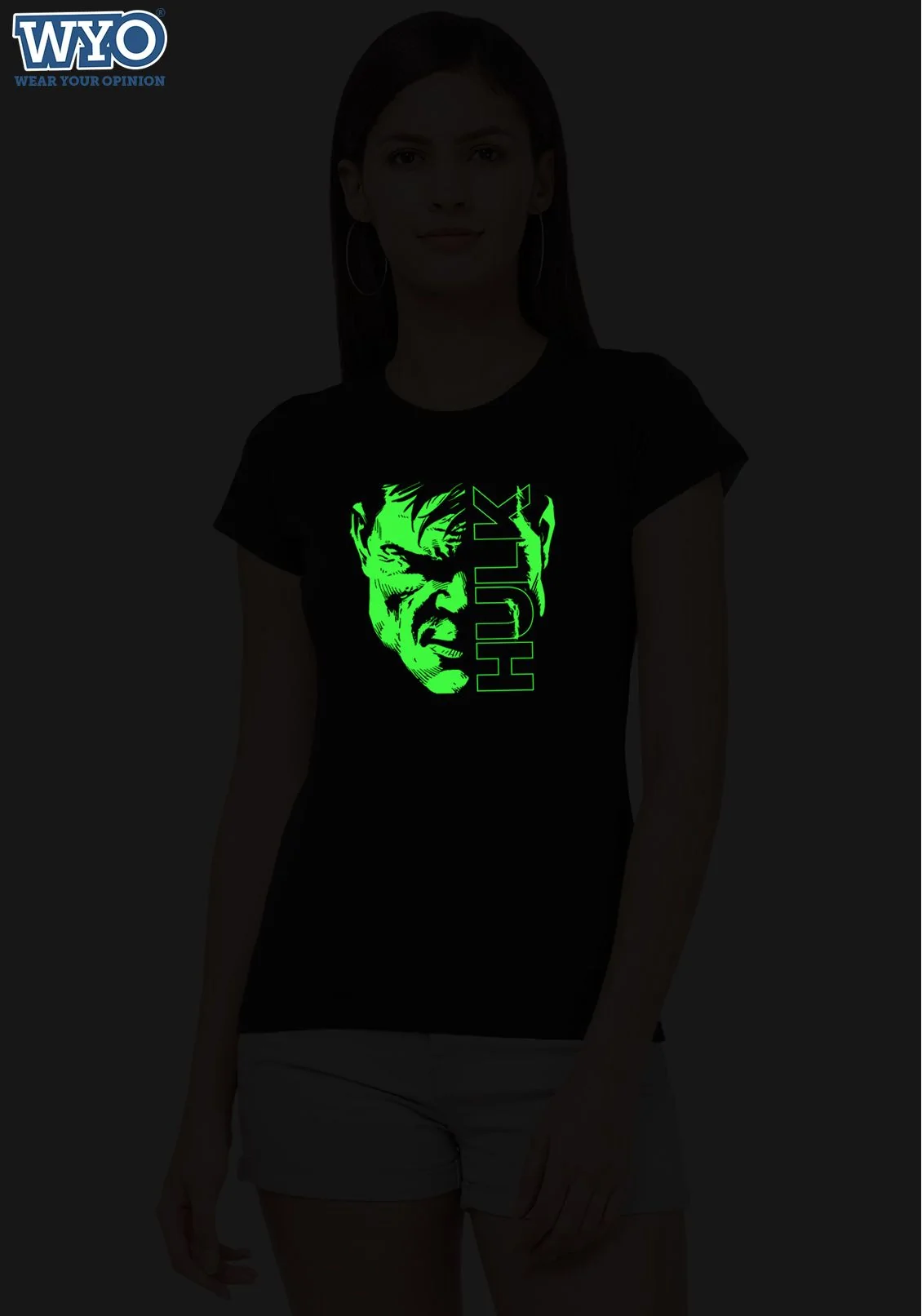 Hulk Face Glow Women T-Shirt