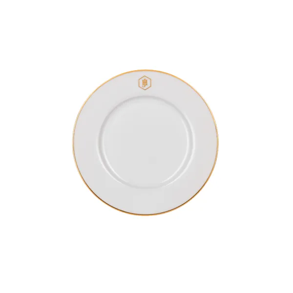 Jan-000019 Jan White Side Plate 22cm Gold Ban