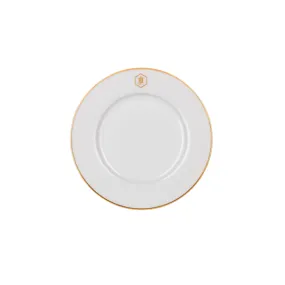 Jan-000019 Jan White Side Plate 22cm Gold Ban