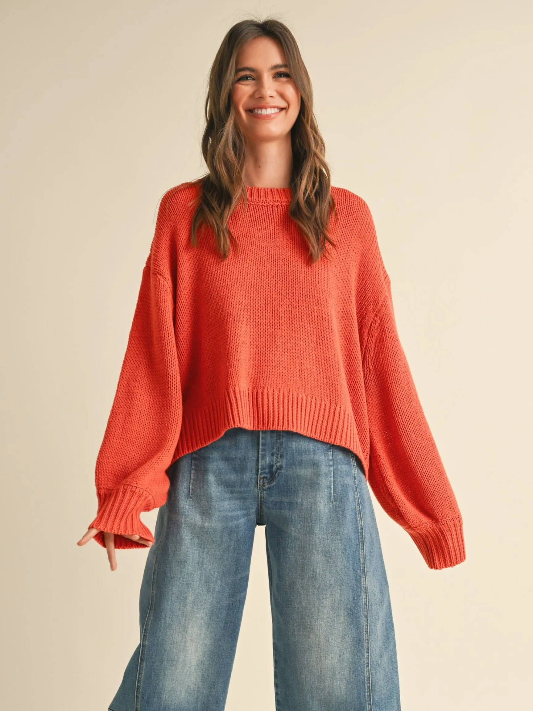 Jess Ballon Sleeve Sweater Top