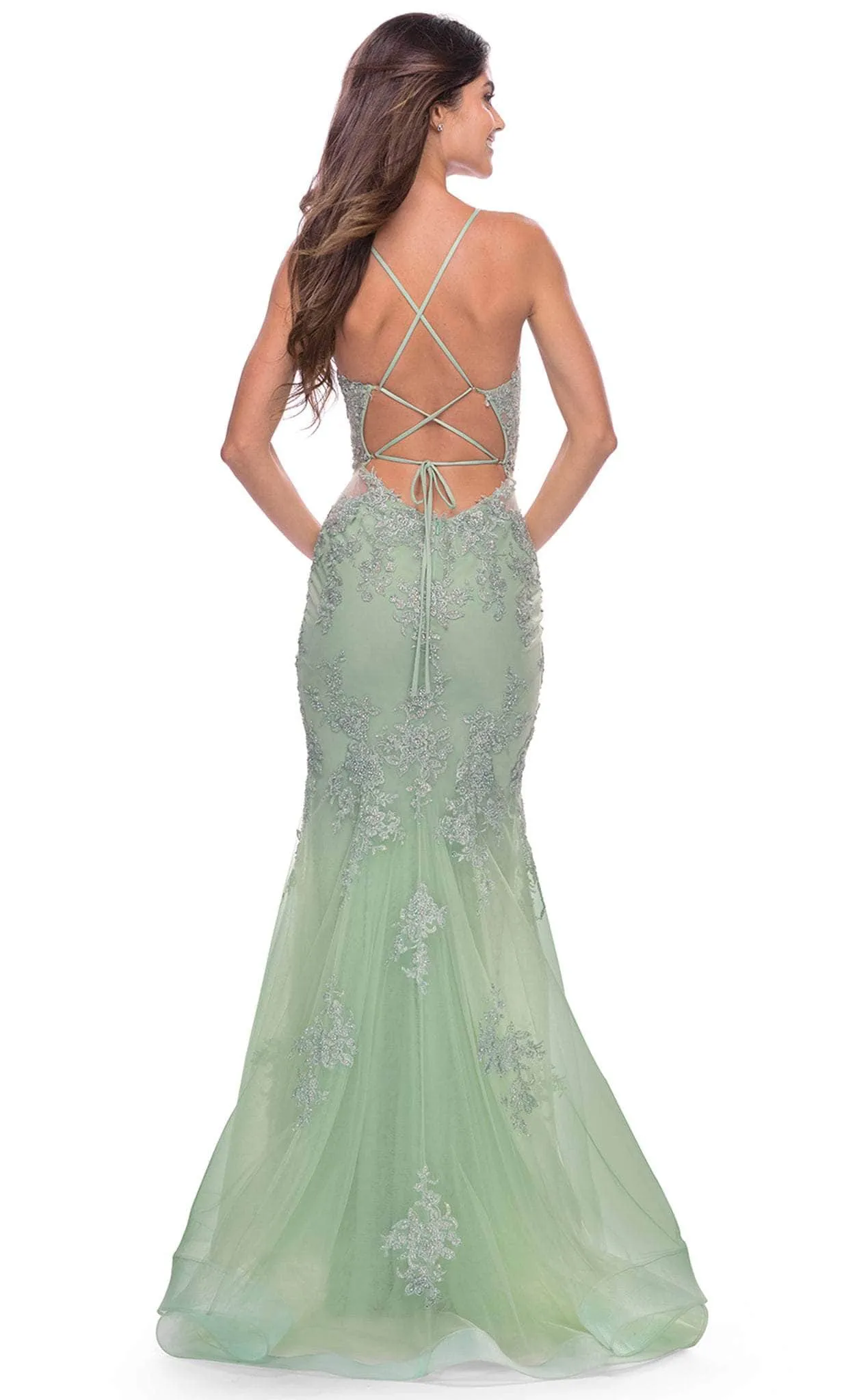 La Femme 31598SC - Strappy Back Trumpet Evening Gown