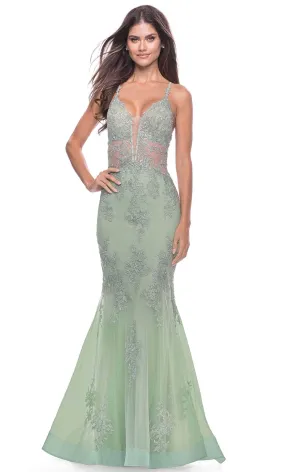 La Femme 31598SC - Strappy Back Trumpet Evening Gown