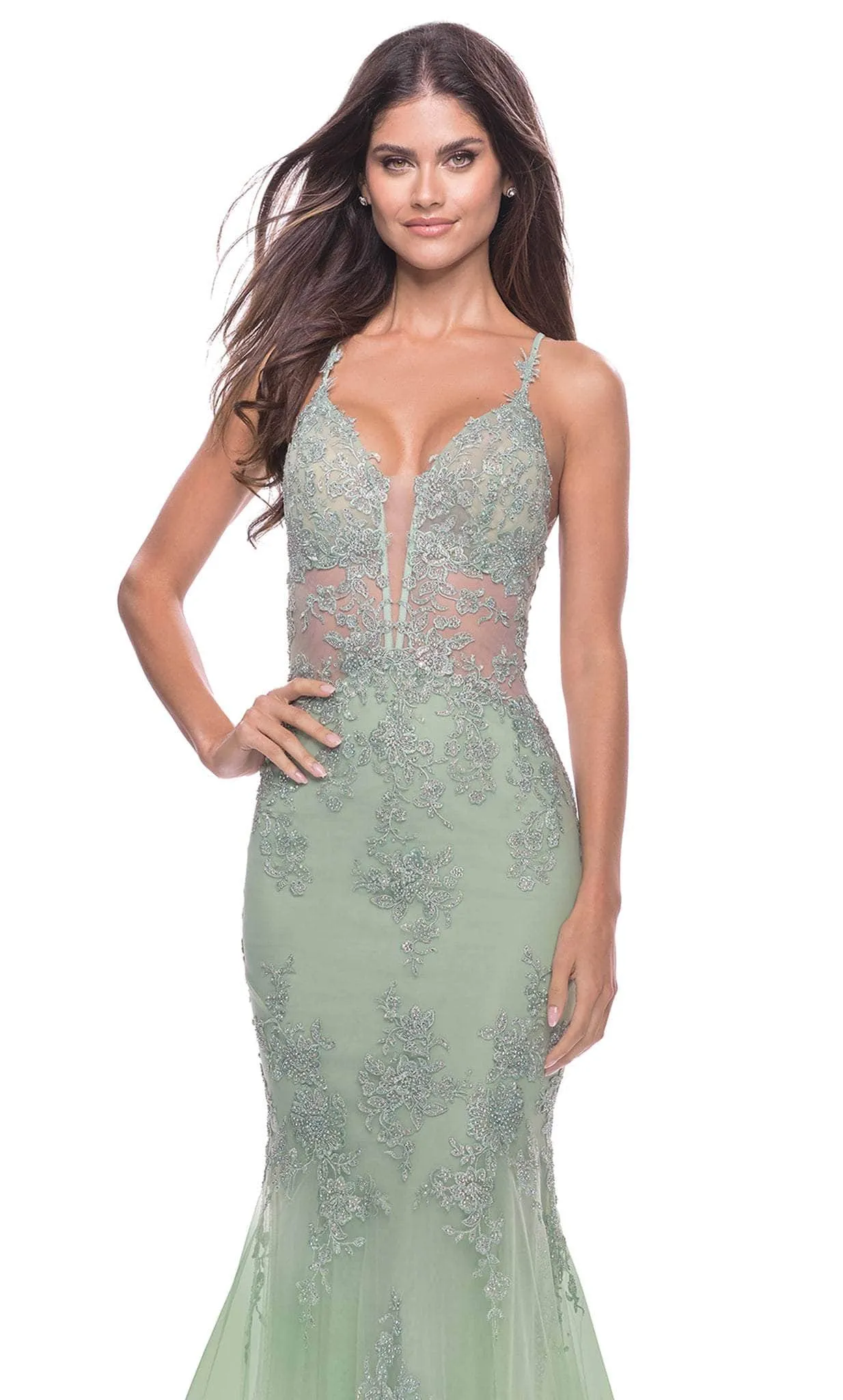 La Femme 31598SC - Strappy Back Trumpet Evening Gown