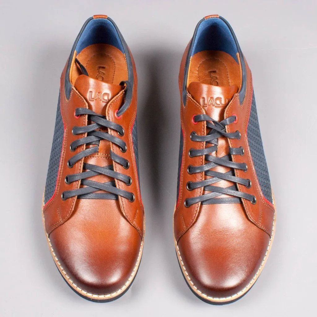 Lacuzzo Tan/Navy leather Sneaker