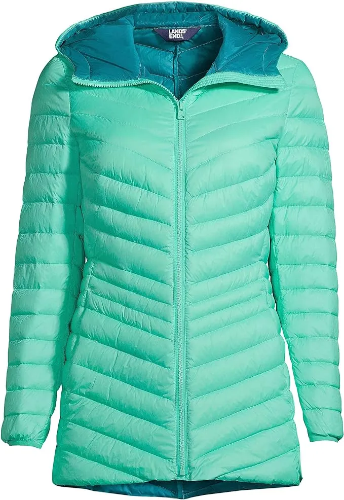 Lands End Womens Ultralight Packable Down Long Jacket