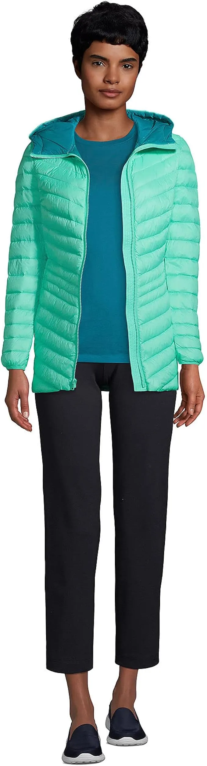 Lands End Womens Ultralight Packable Down Long Jacket