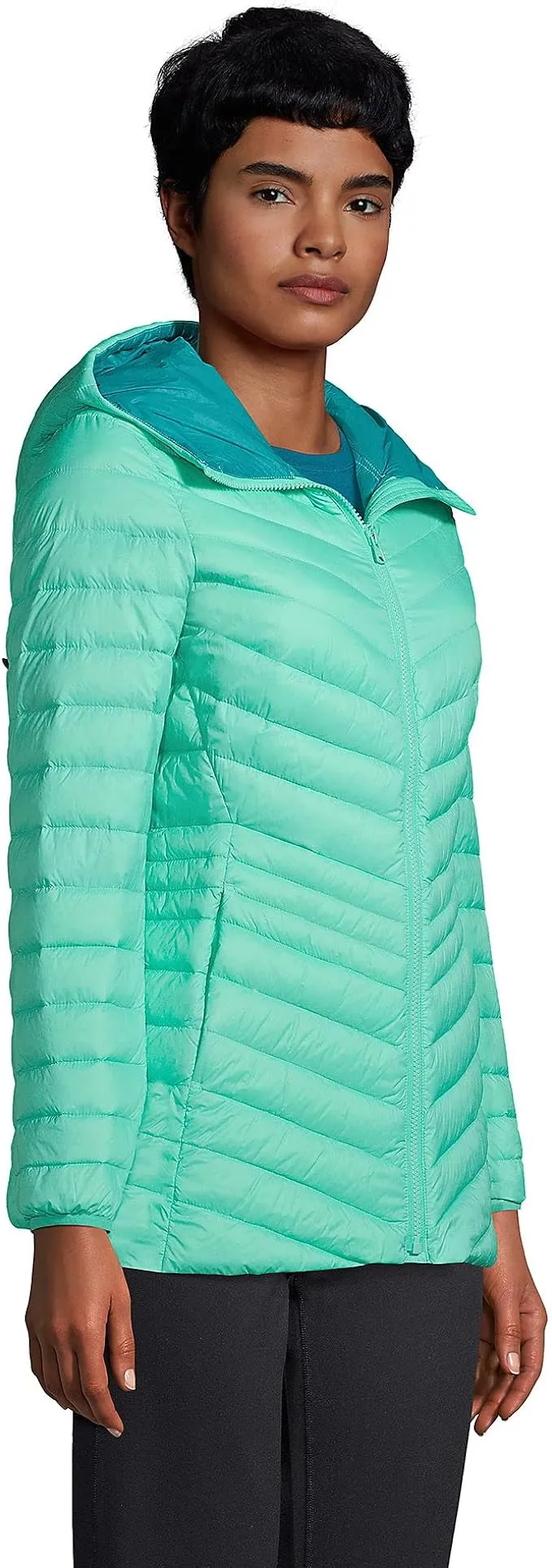 Lands End Womens Ultralight Packable Down Long Jacket